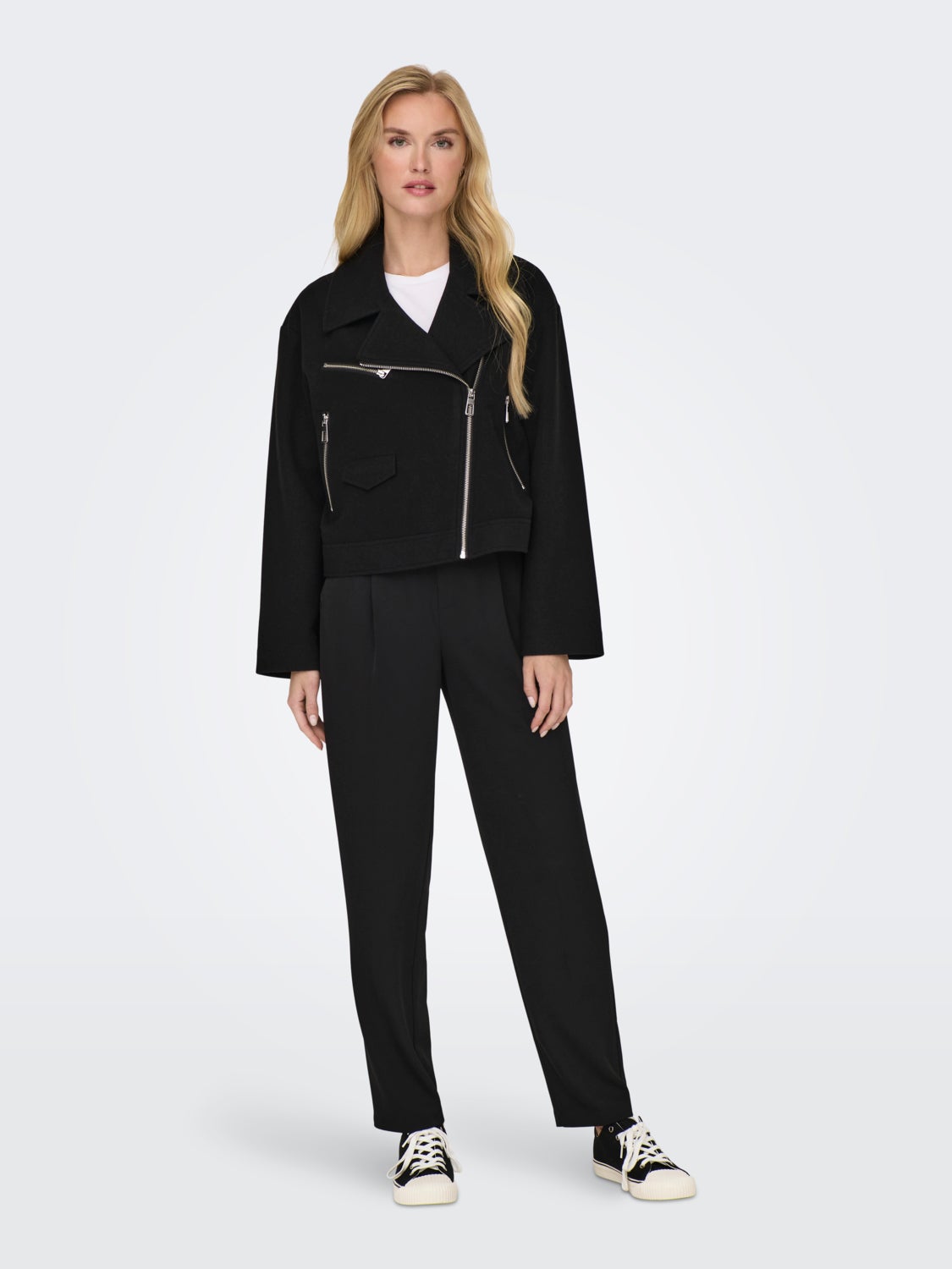 Leather look biker jacket