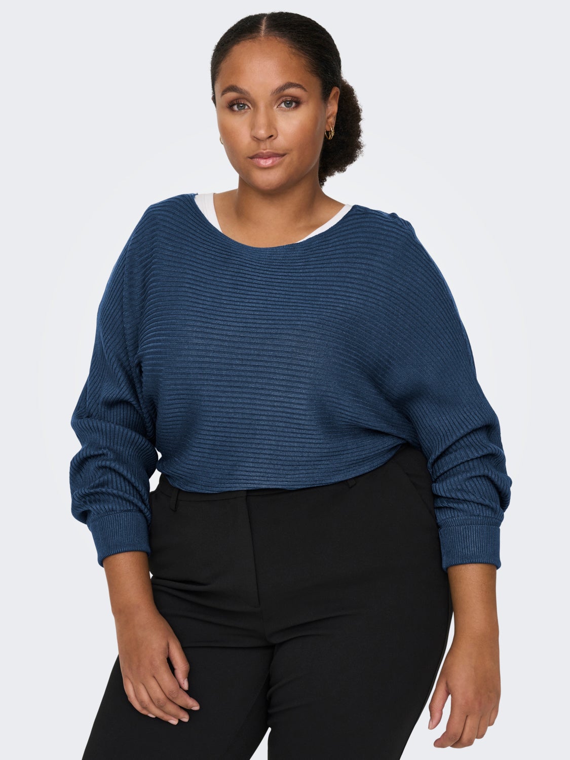 Curvy rib structured Knitted Pullover