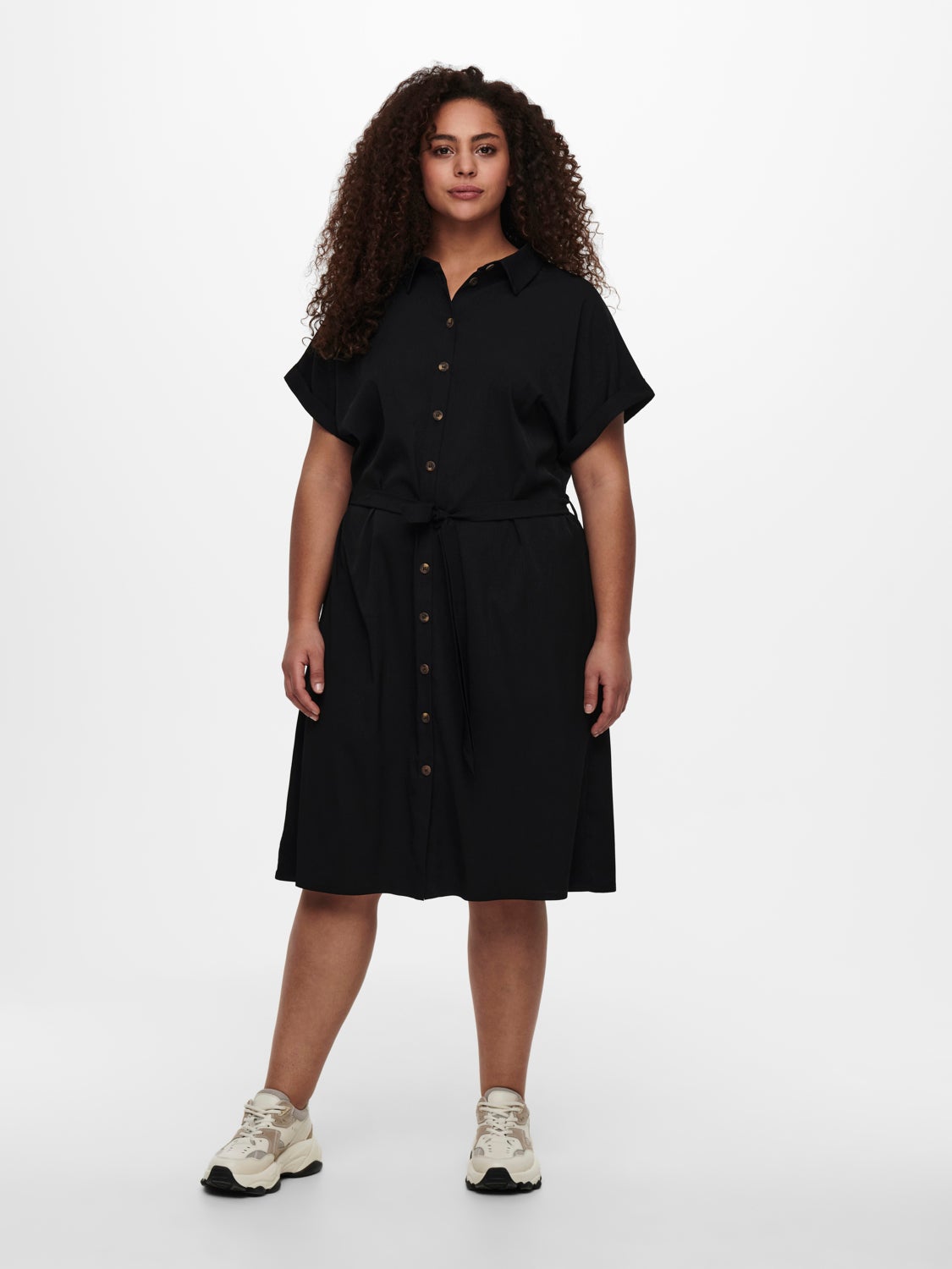 Curvy tie belt Shirt dress