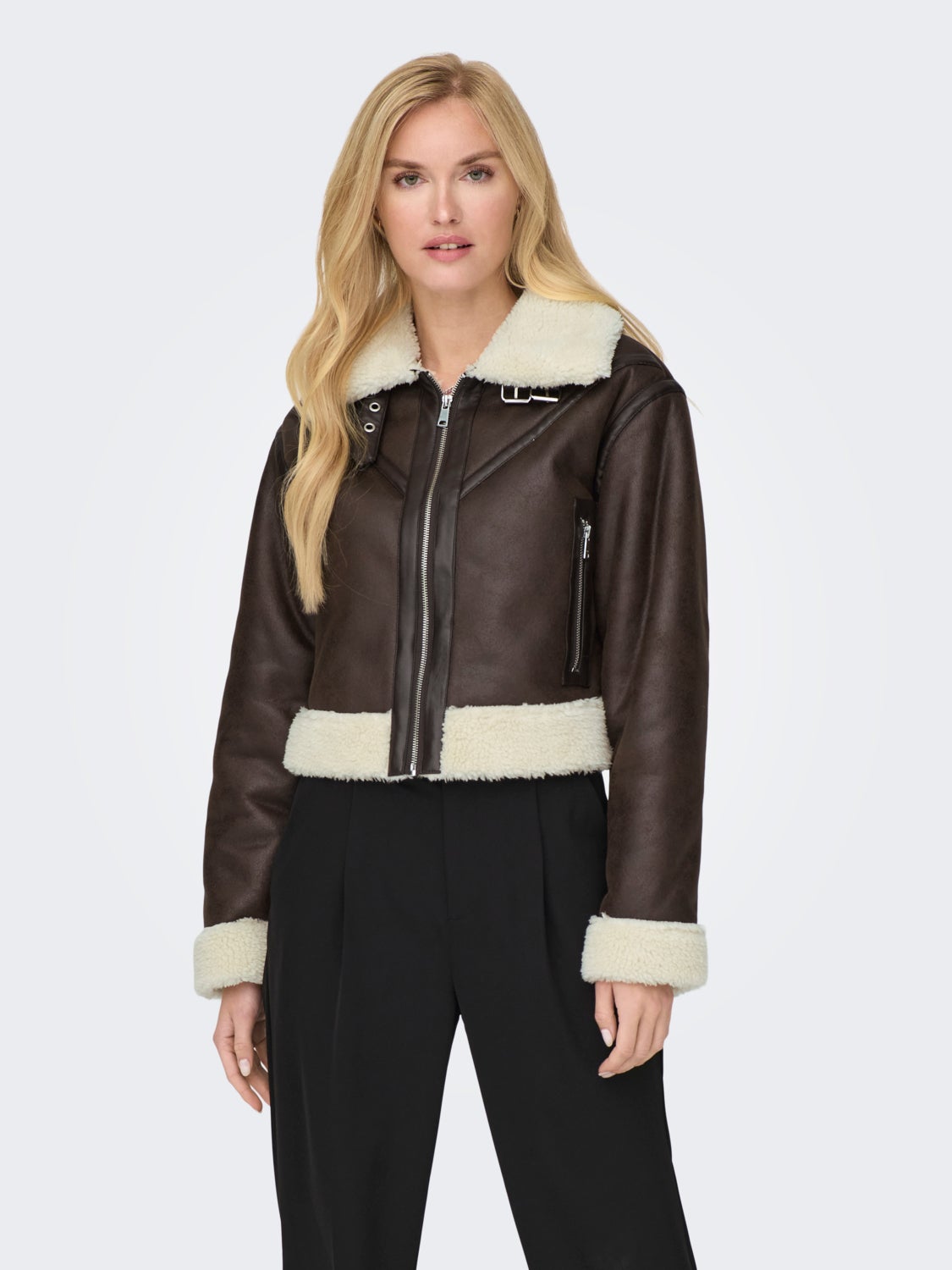 Leather look teddy jacket