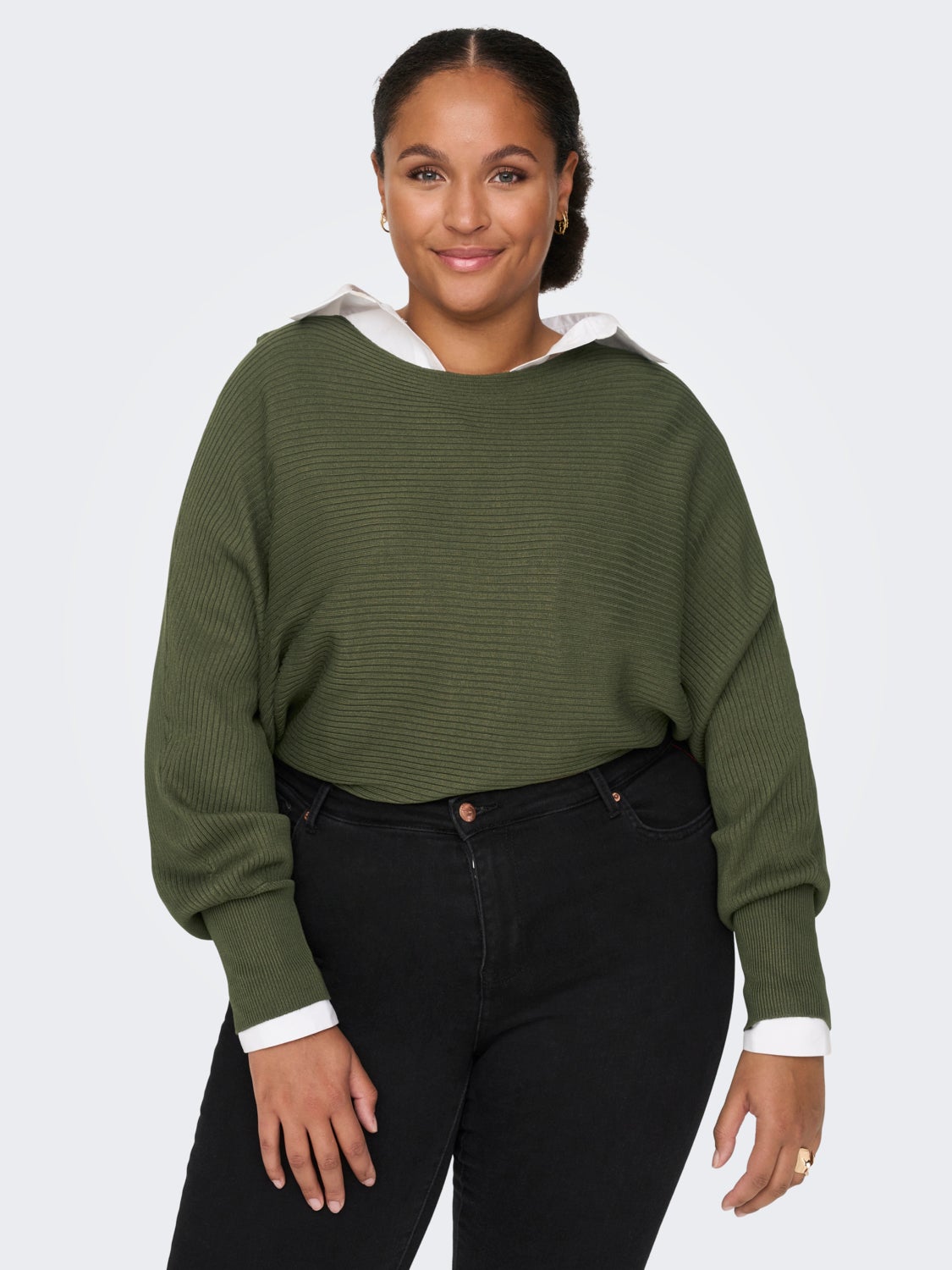 Curvy rib structured Knitted Pullover