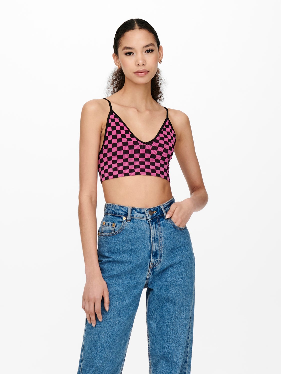 Harlequin patterned crop Top