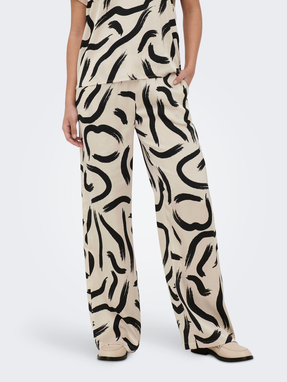 Printed sateen trousers