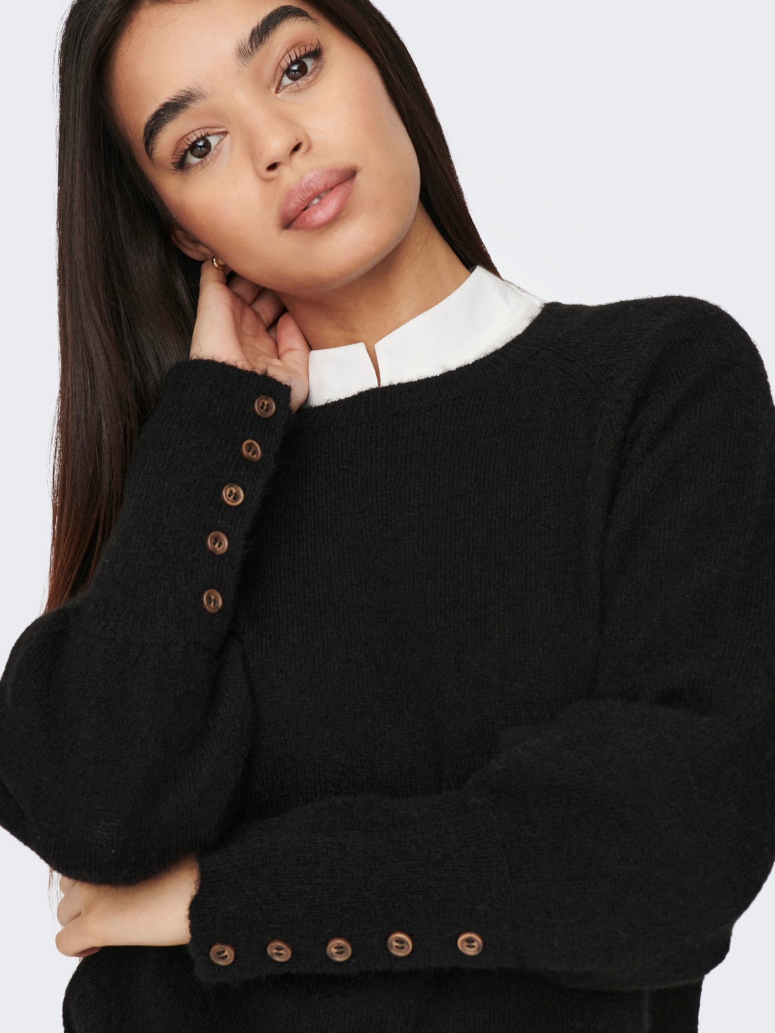 Button cuff Knitted Pullover
