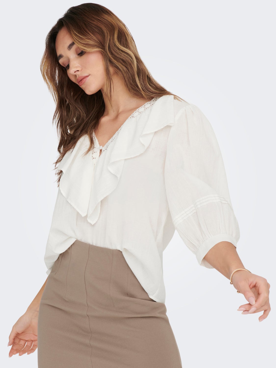 V-neck frill detail top