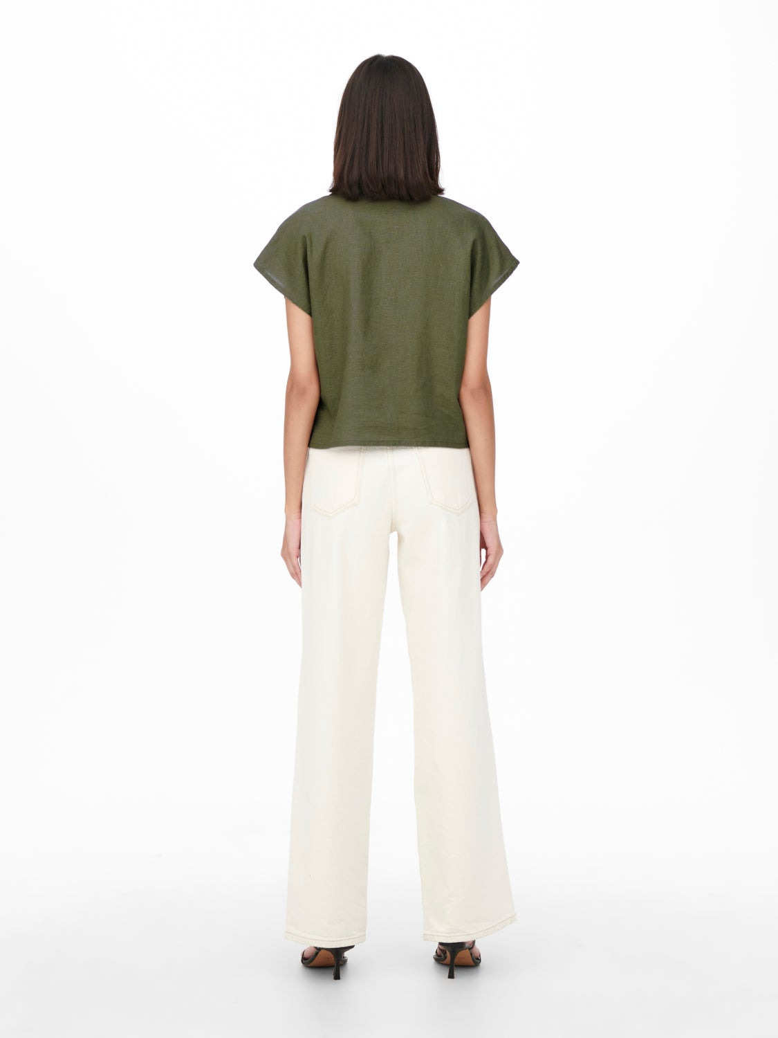 Cropped Short Sleeved linen Shirt