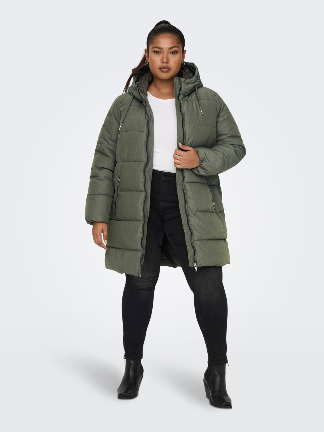 Curvy long puffer coat