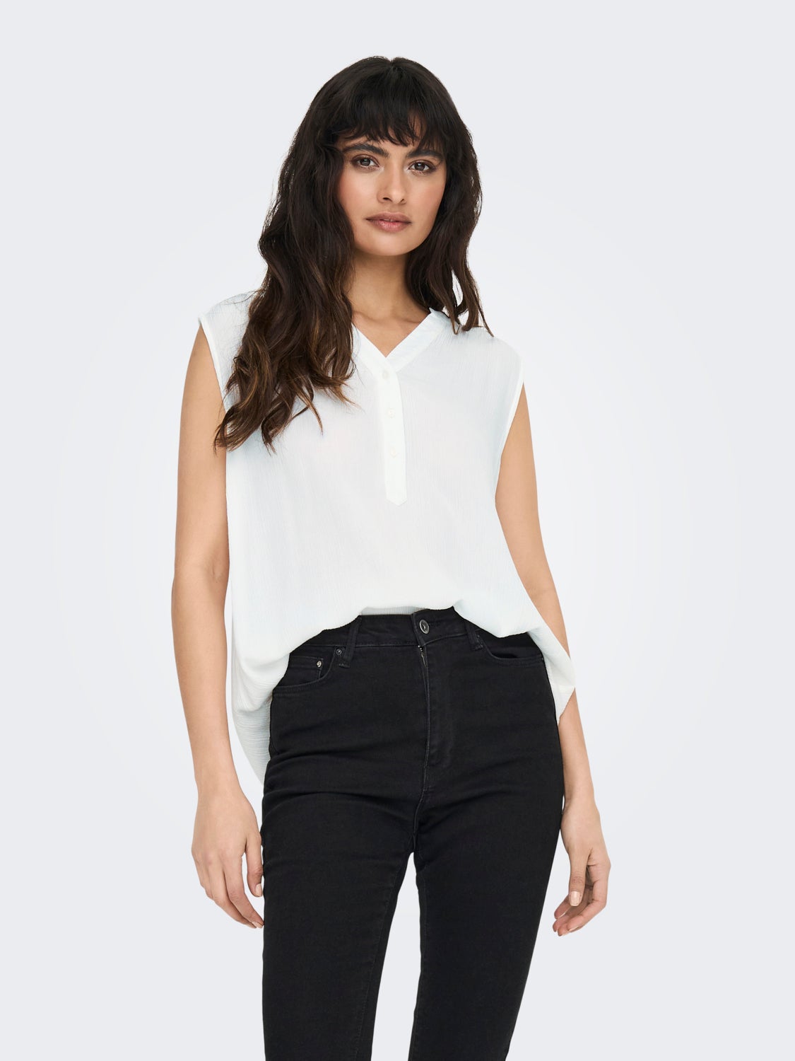 Long V-Neck Sleeveless Shirt