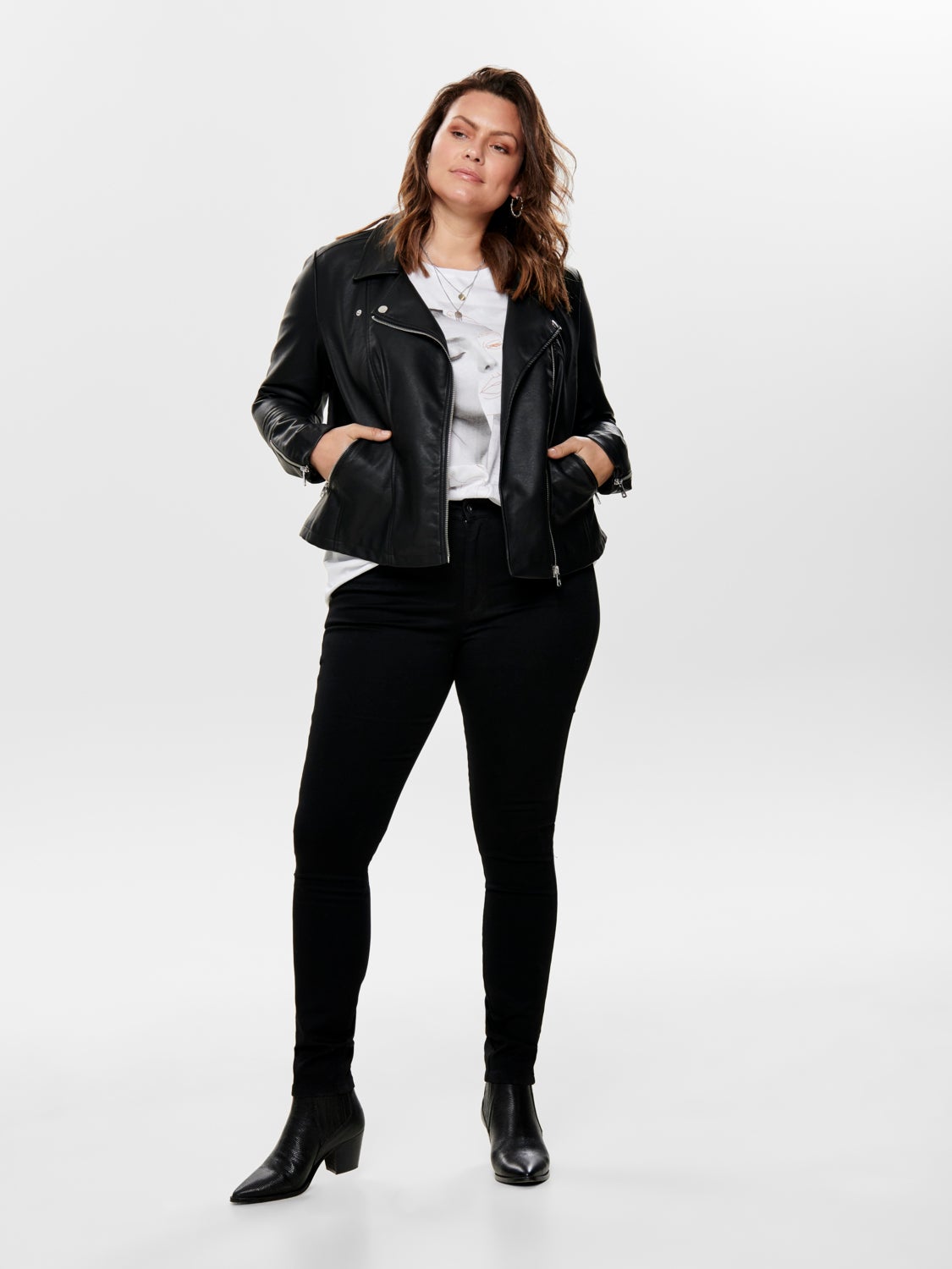 Curvy biker Faux Leather Jacket