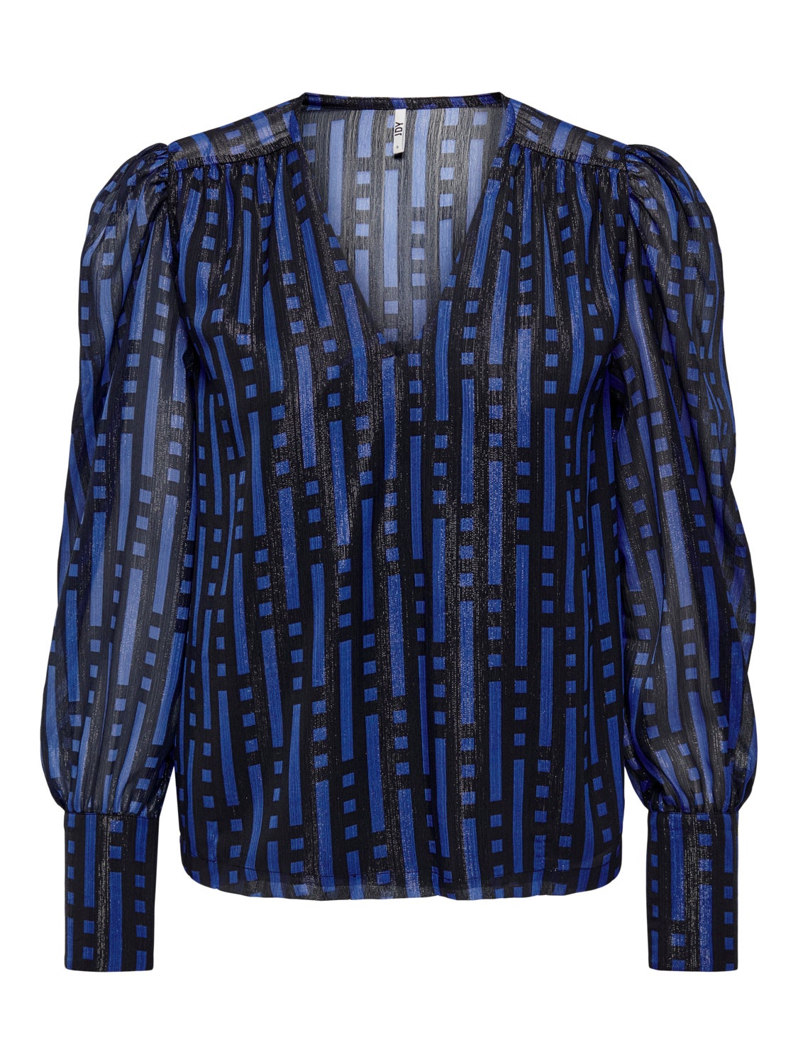 Patterned V-neck Long Sleeved Top