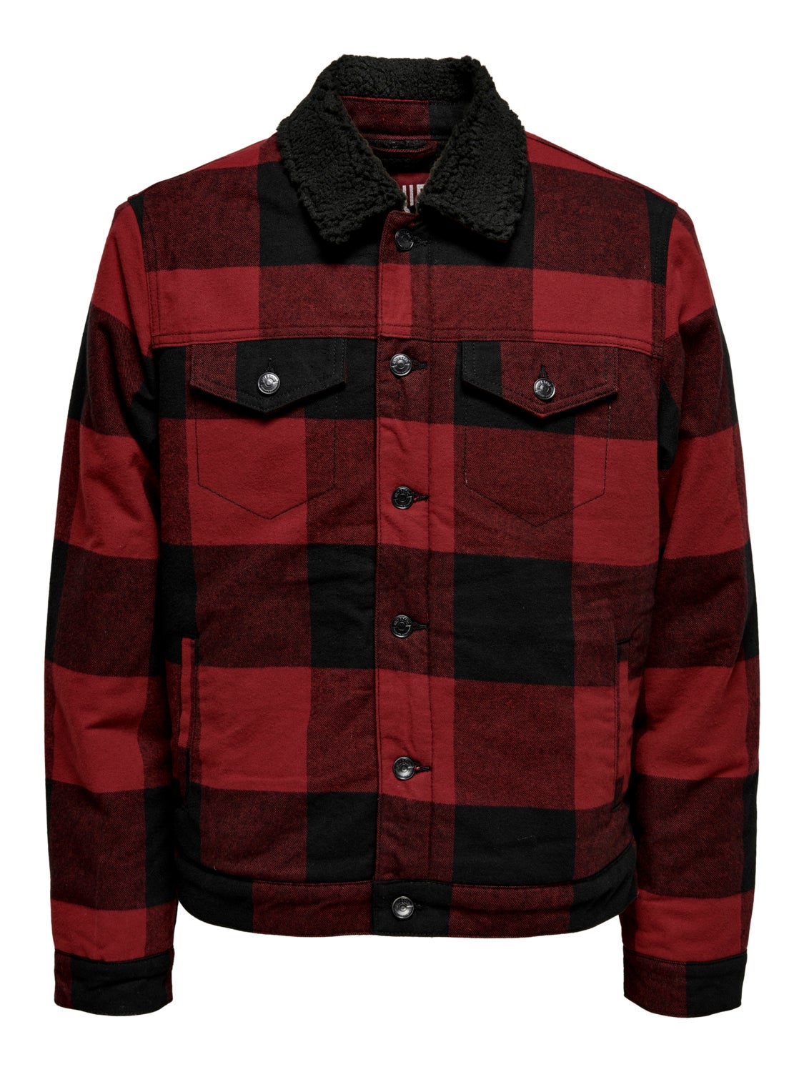 Checked shacket with teddy lining