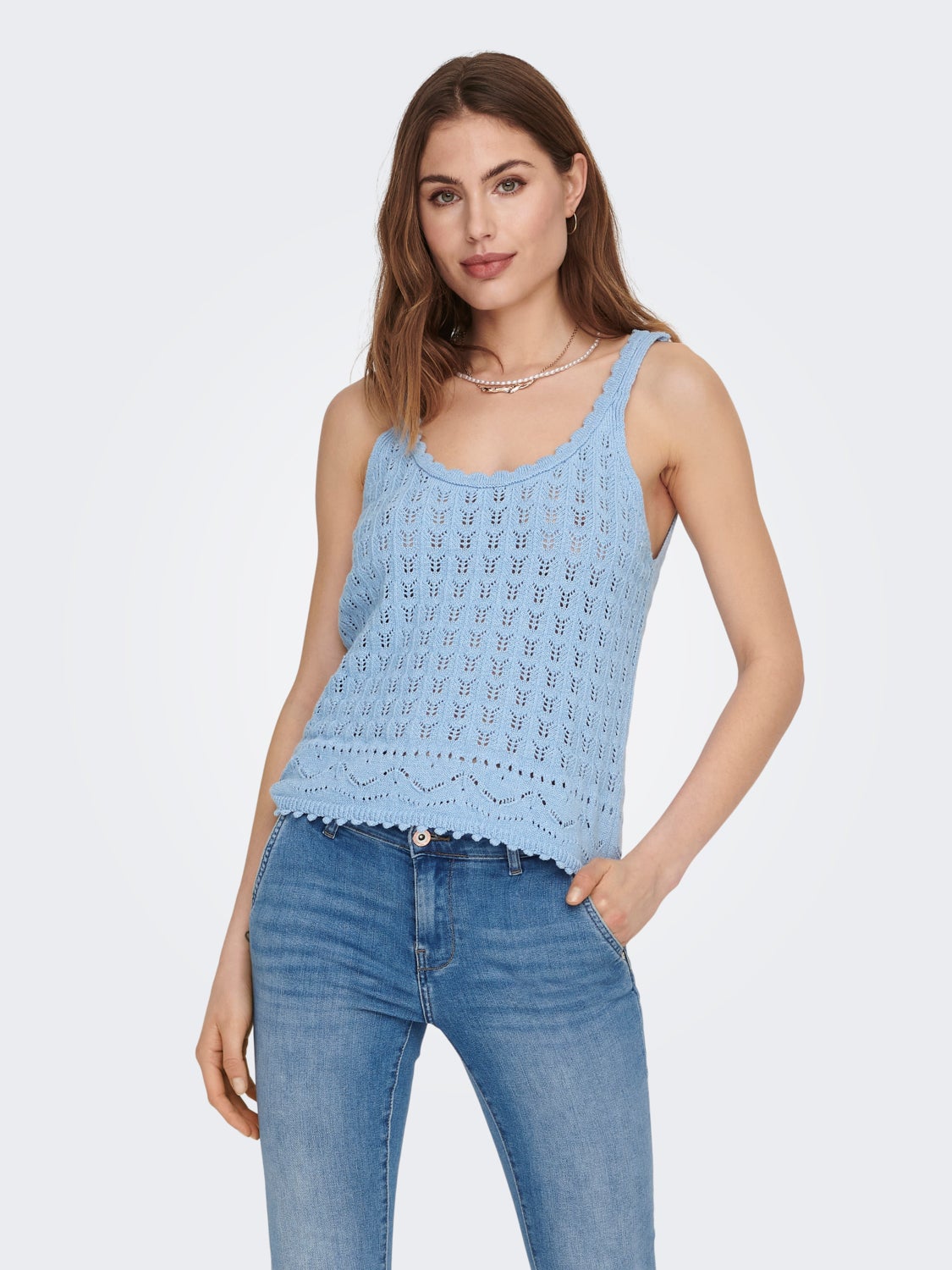 Patterned V-Neck Knit Top
