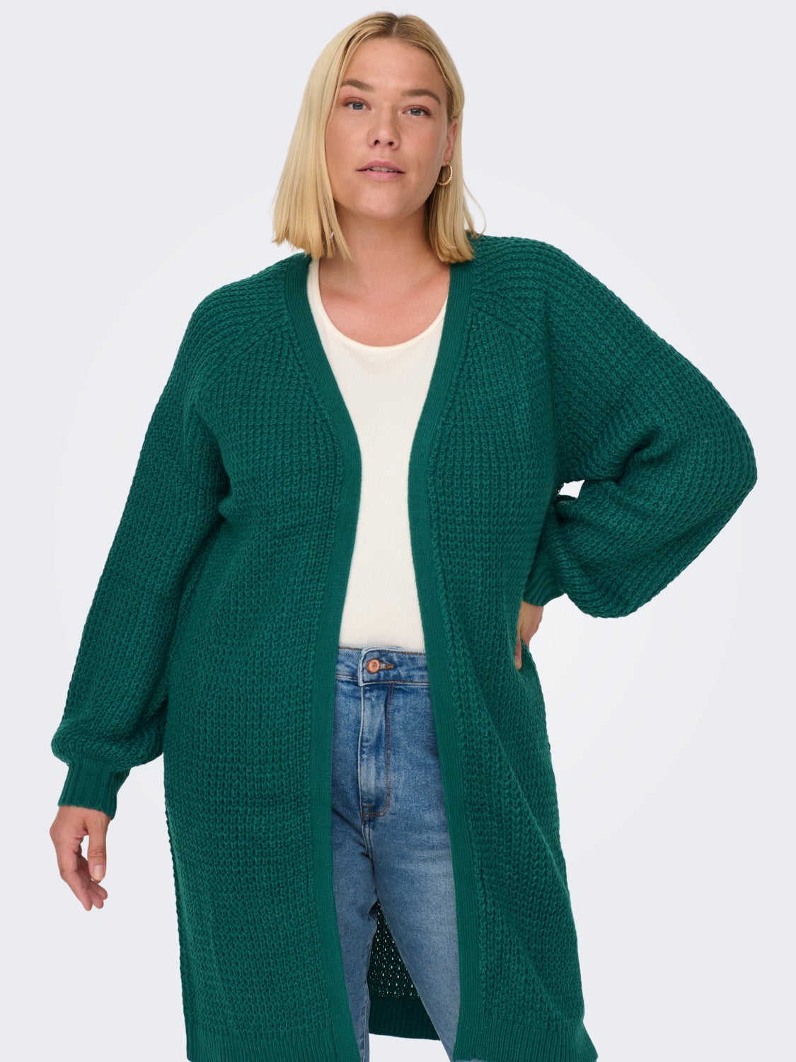 Curvy long knitted cardigan