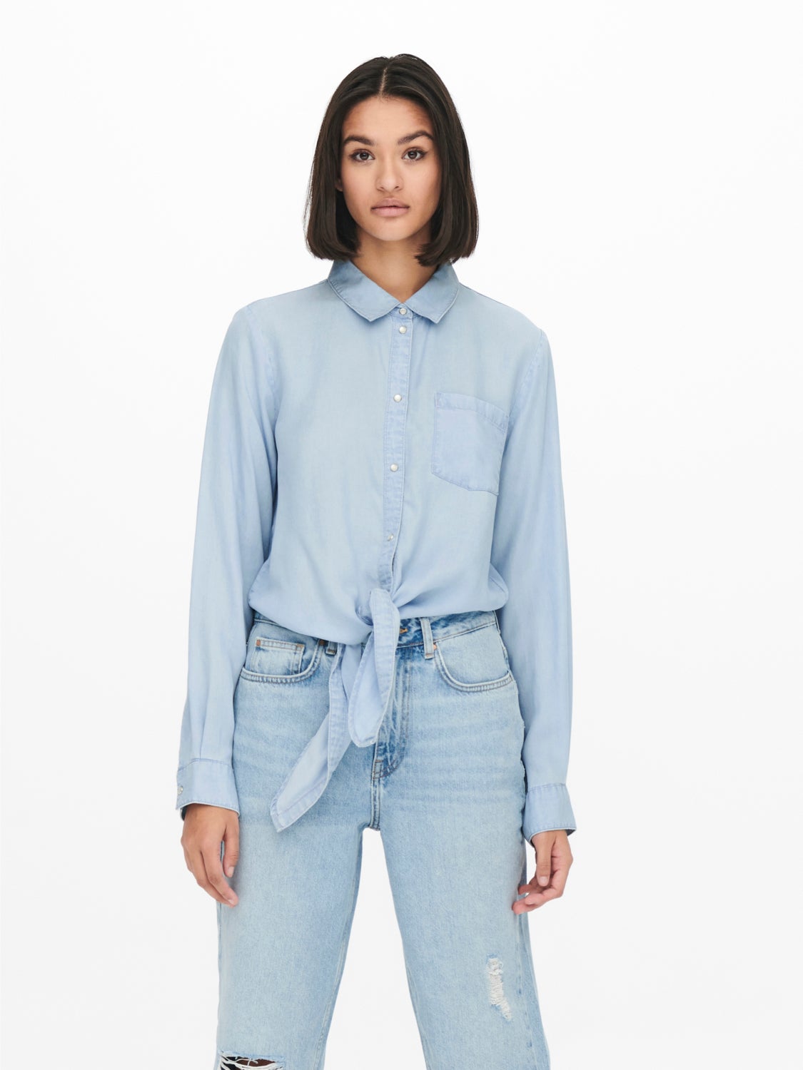 Knot detail Denim shirt