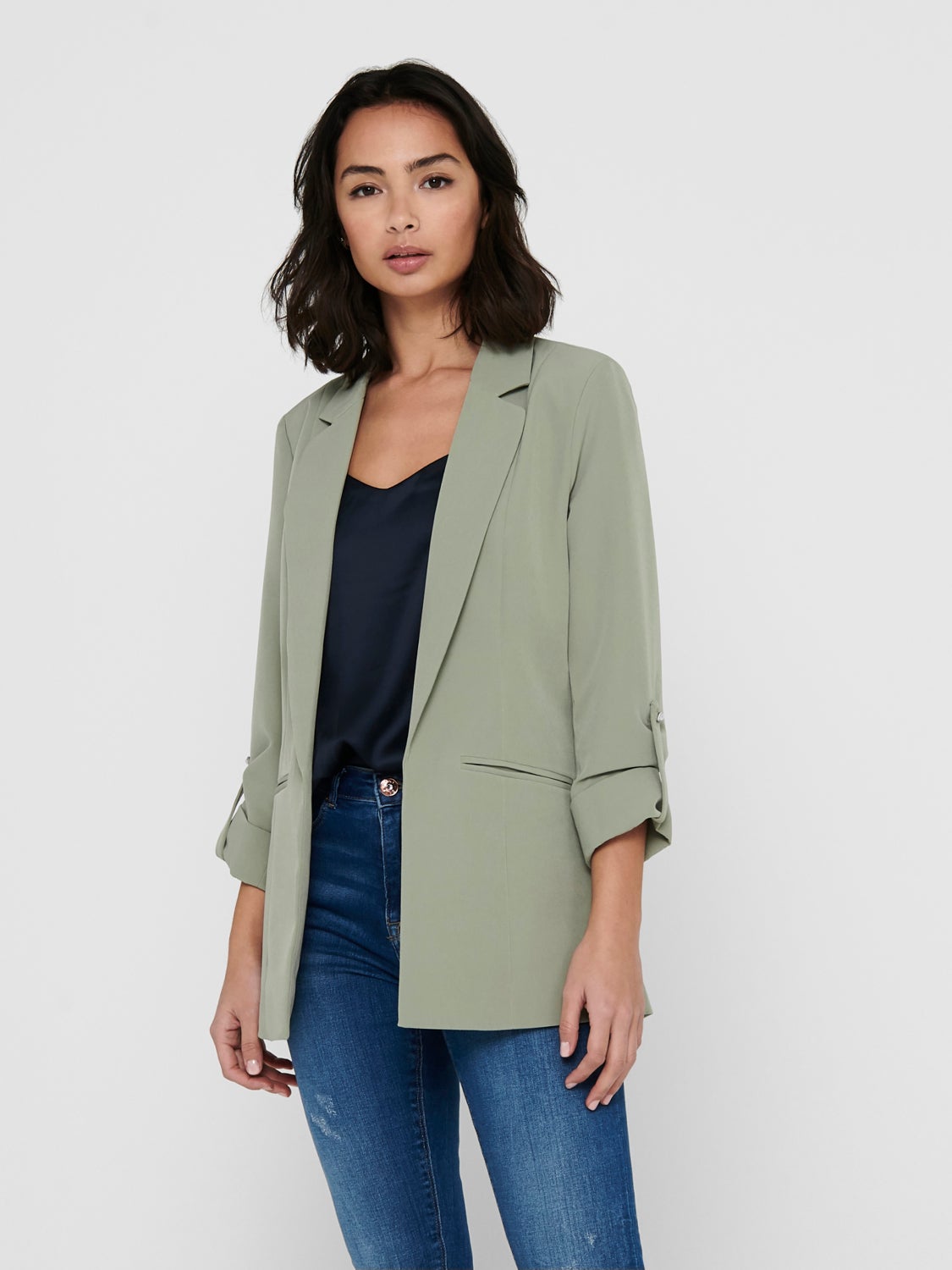 Petite solid color blazer