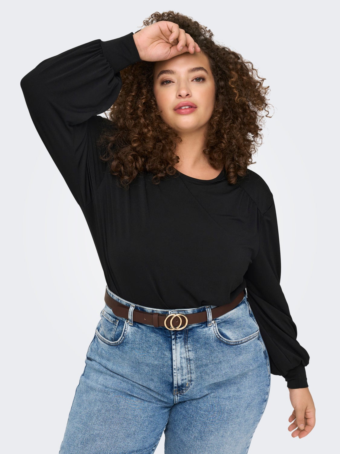 Curvy balloon sleeve top