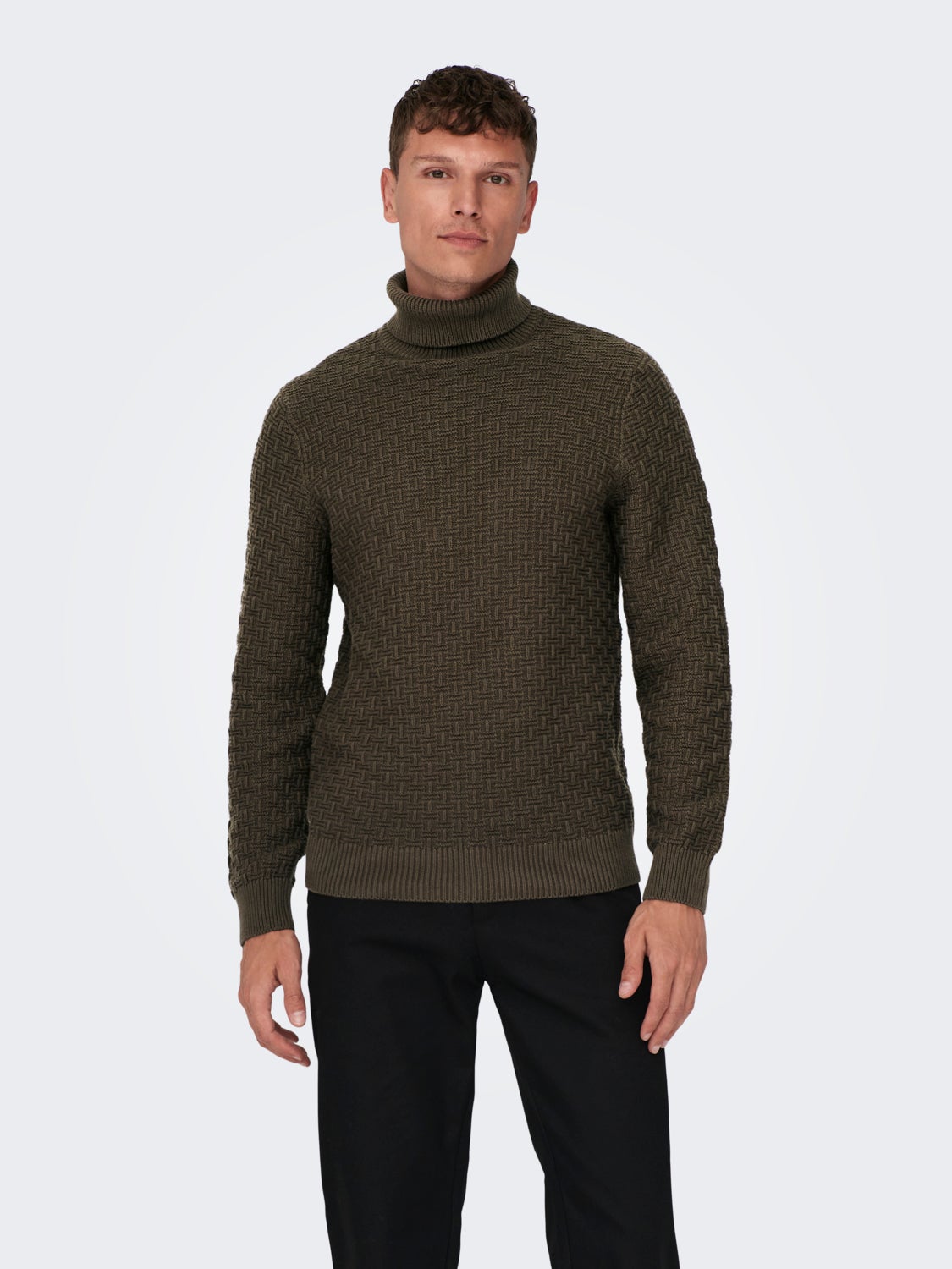 Roll neck knitted pullover
