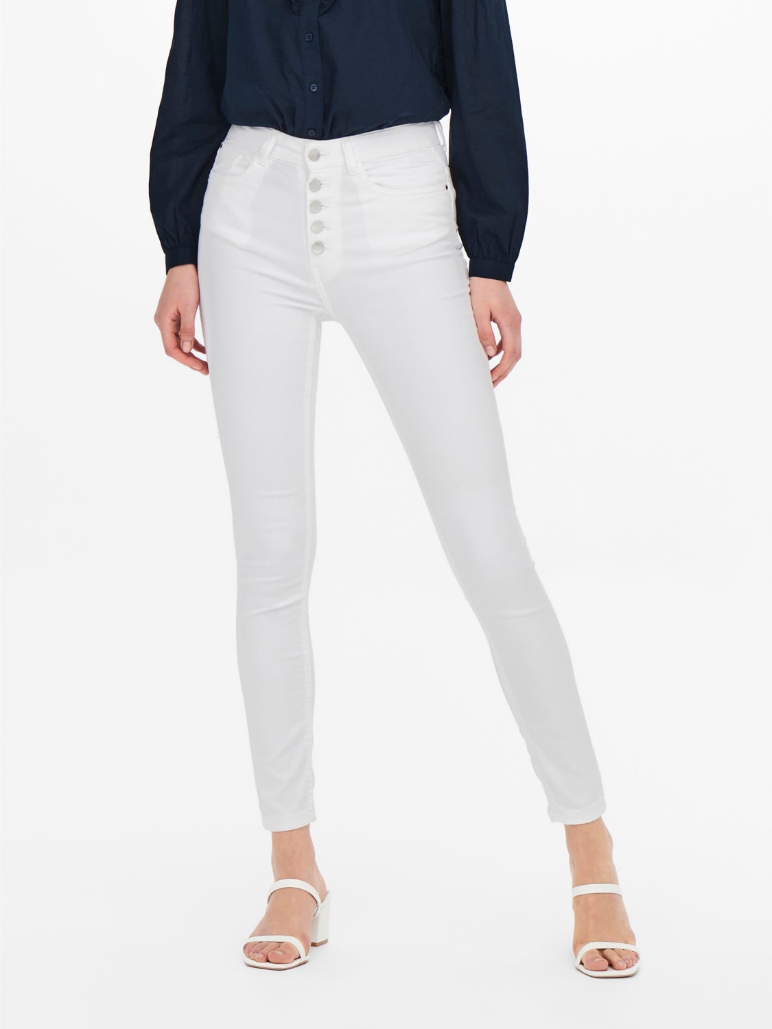 JDYLara Life HW Ank Button Skinny fit jeans