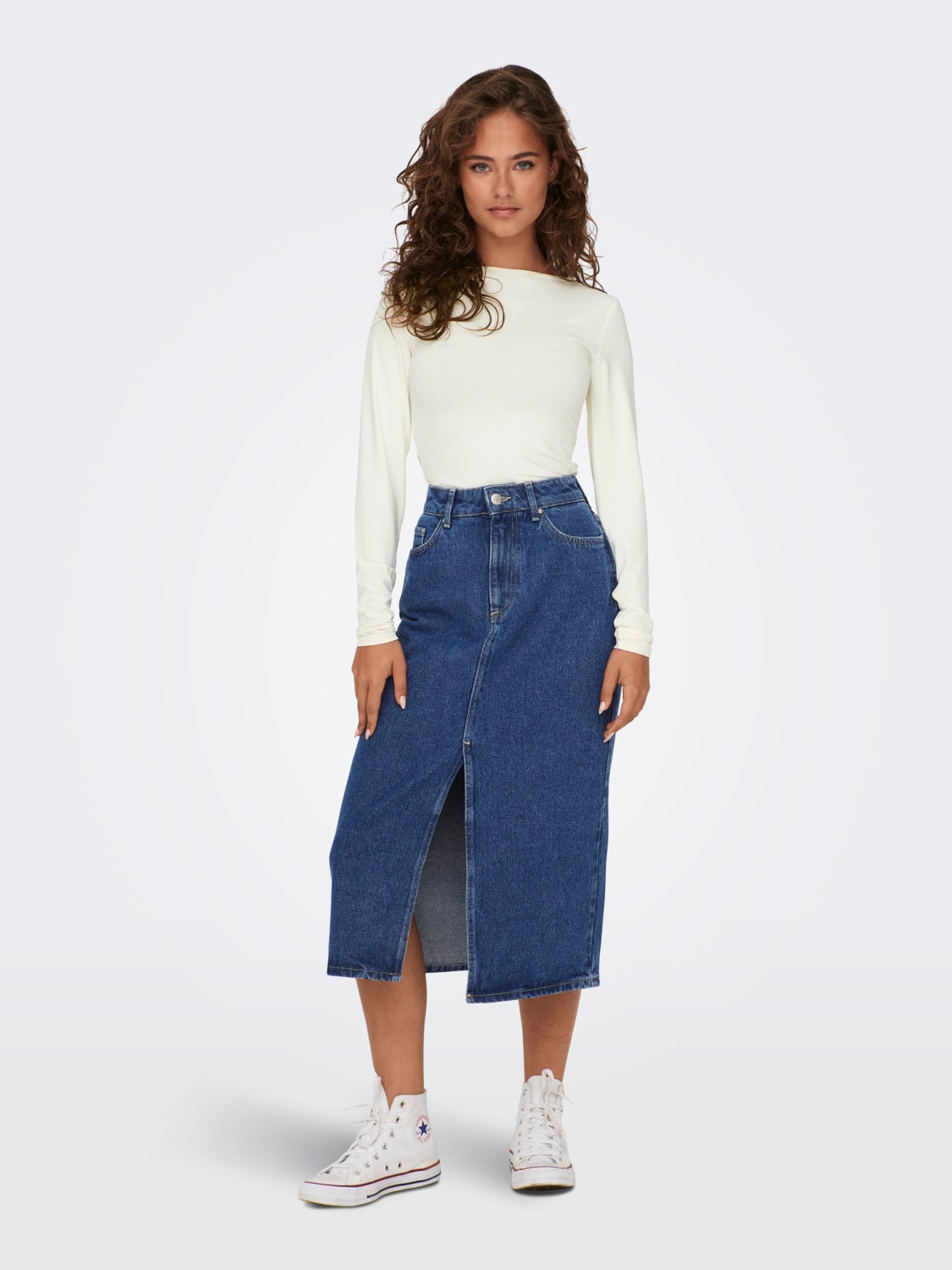 Midi denim skirt