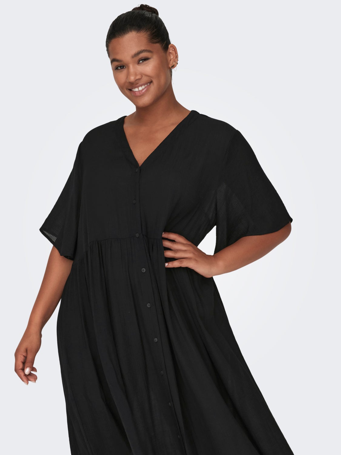 Curvy button midi dress