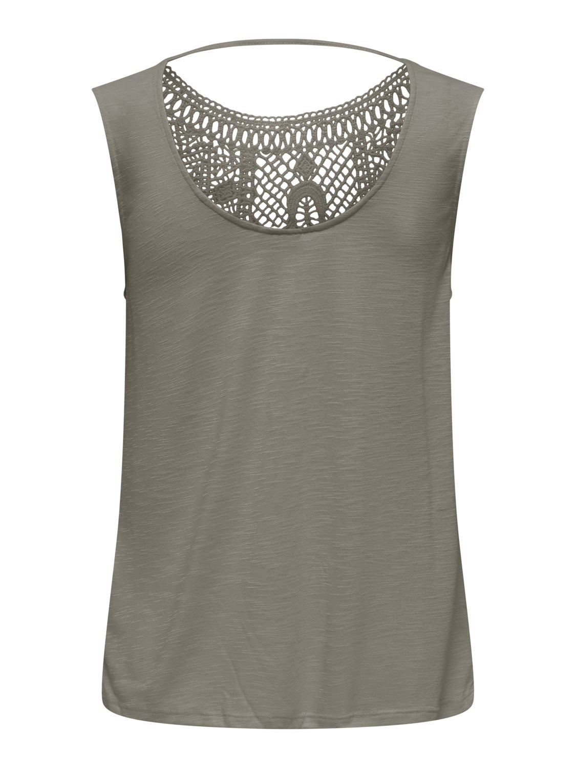 Sleeveless o-neck top with lace detail