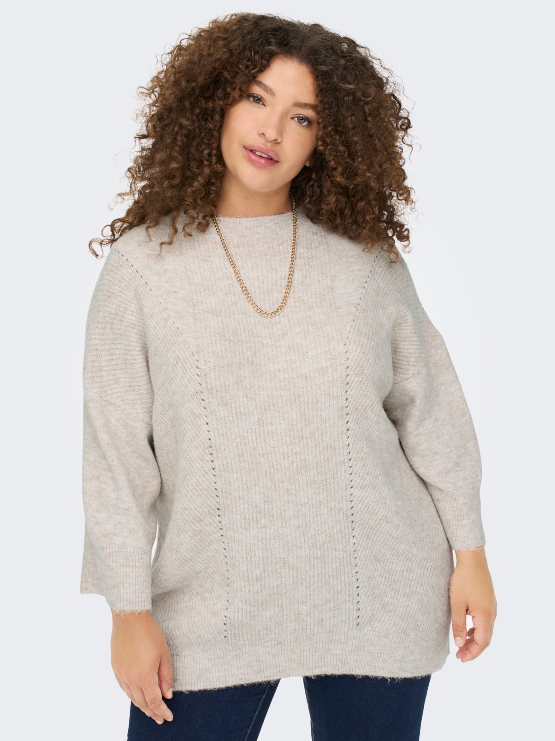 Curvy 3/4 sleeved Knitted Pullover