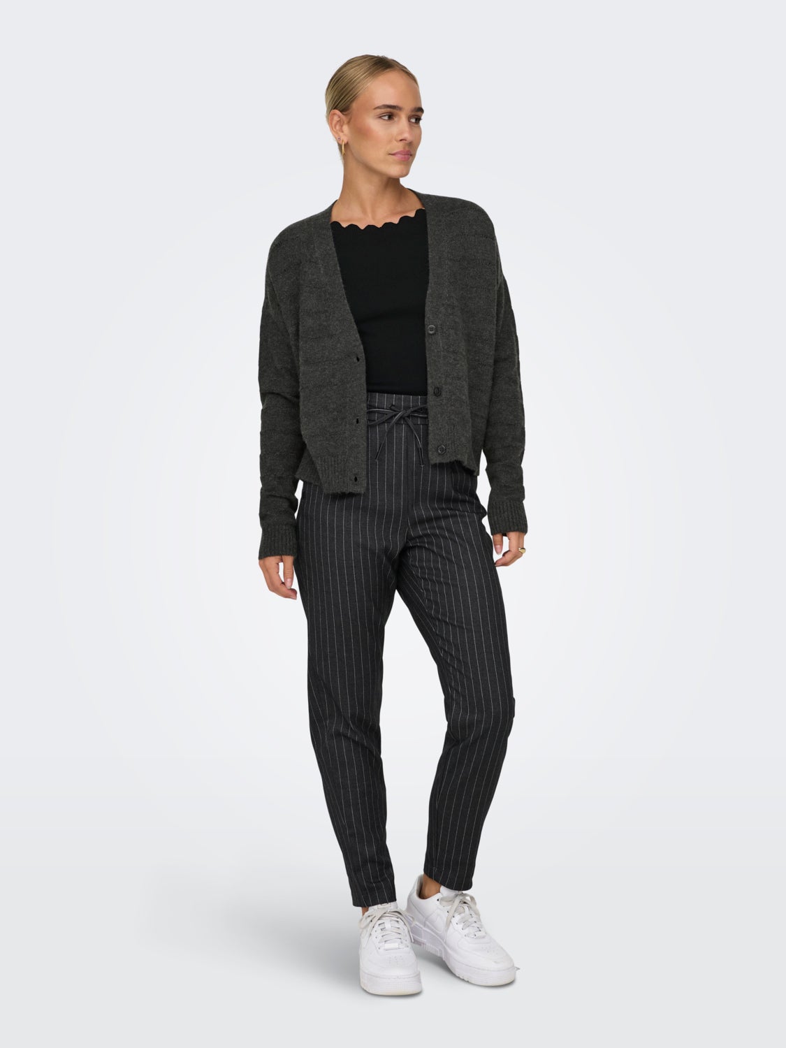 V-neck knit cardigan