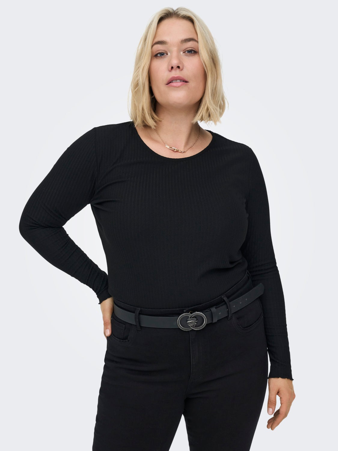 Curvy rib Long Sleeved Top