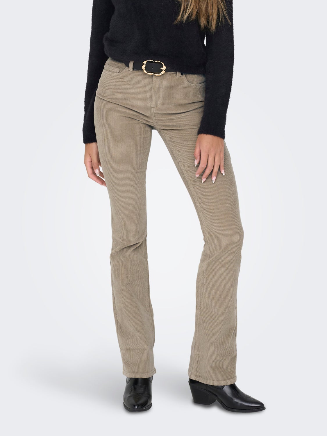 Sweet flared mid waist corduroy trousers