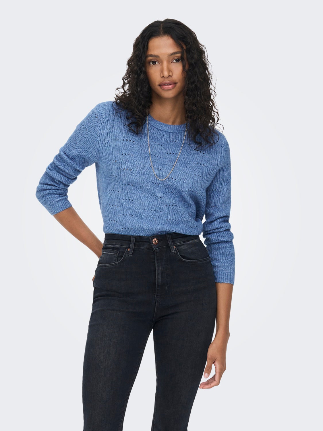o-hals Solid colored Knitted Pullover