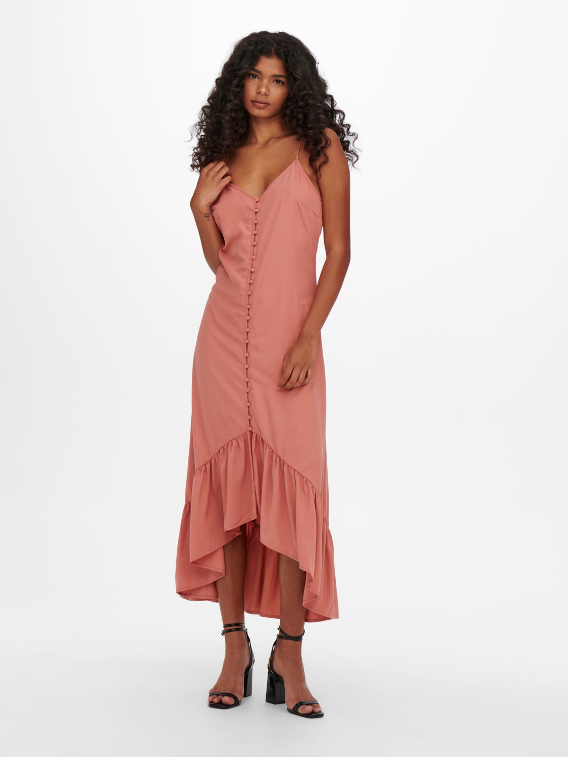 Button and frill detailed Maxi dress
