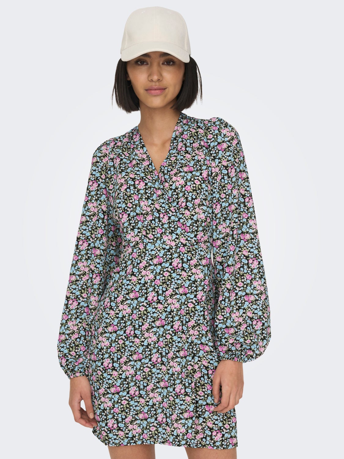 petite mini v-neck dress