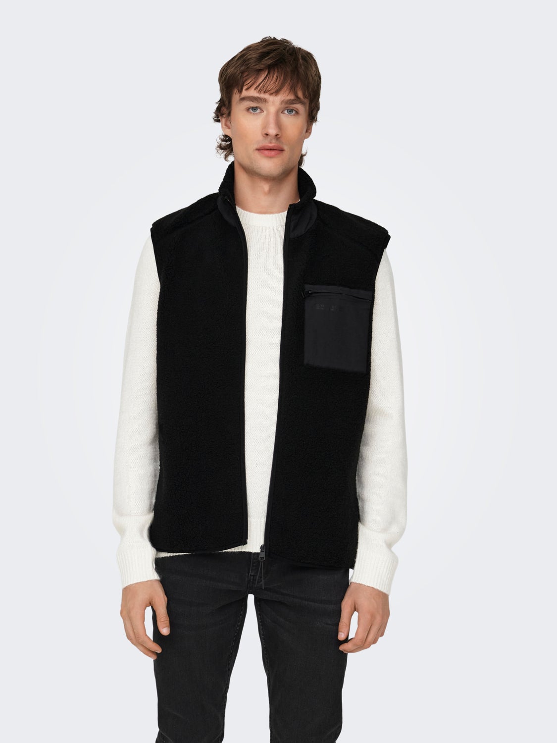 high-neck gilet