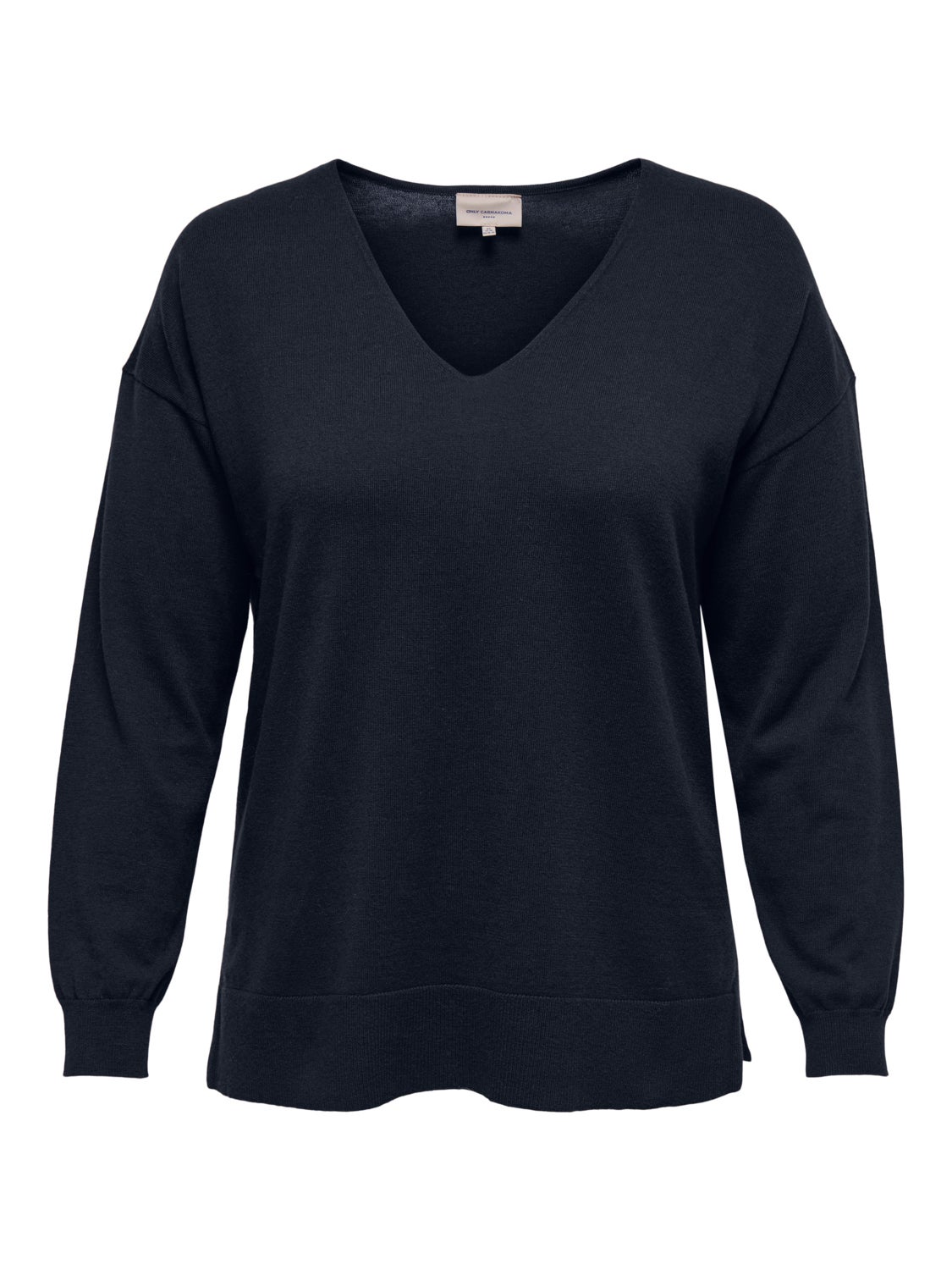Curvy V-neck Knitted Pullover