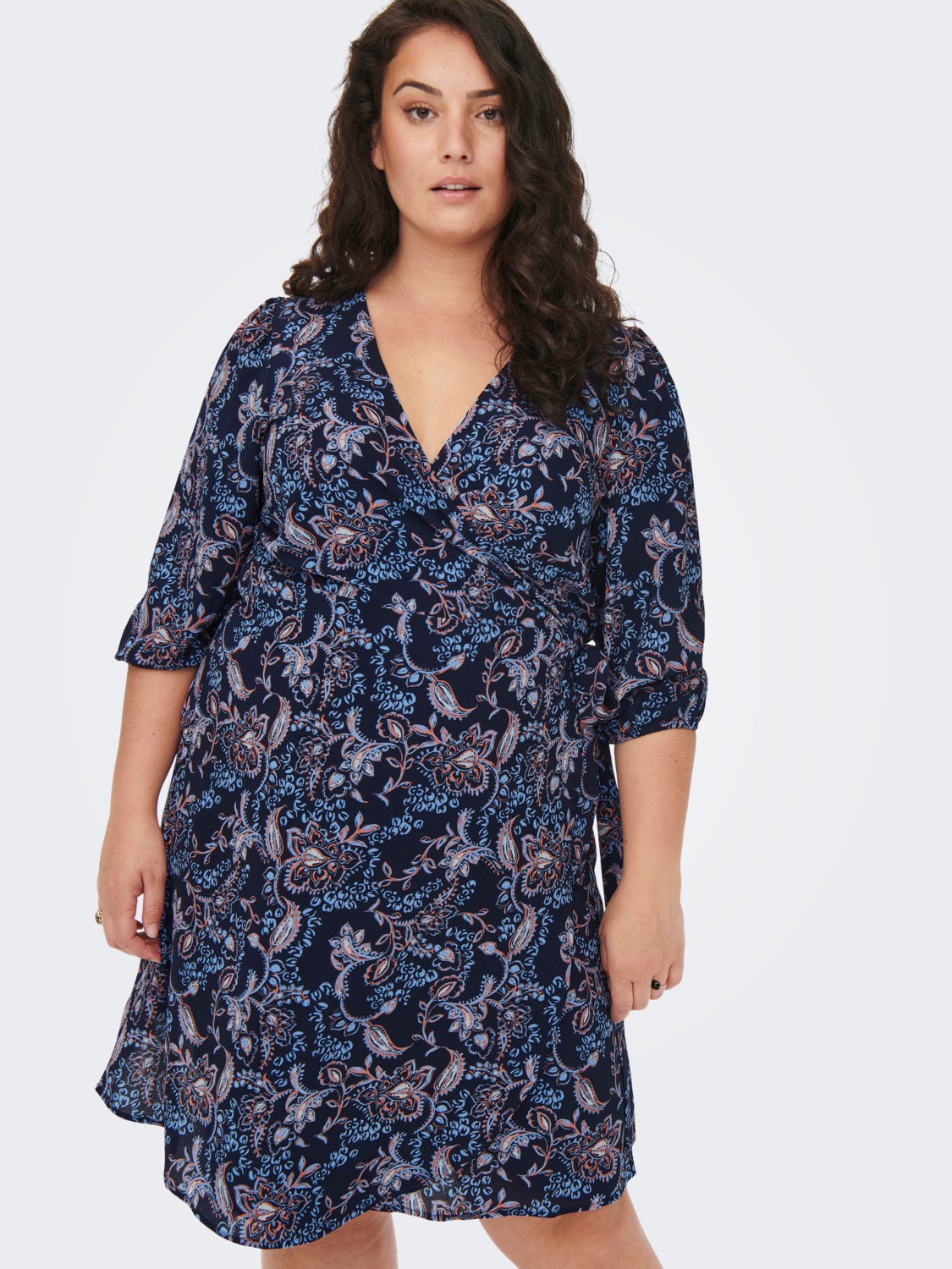 Curvy 3/4 sleeve Wrap dress
