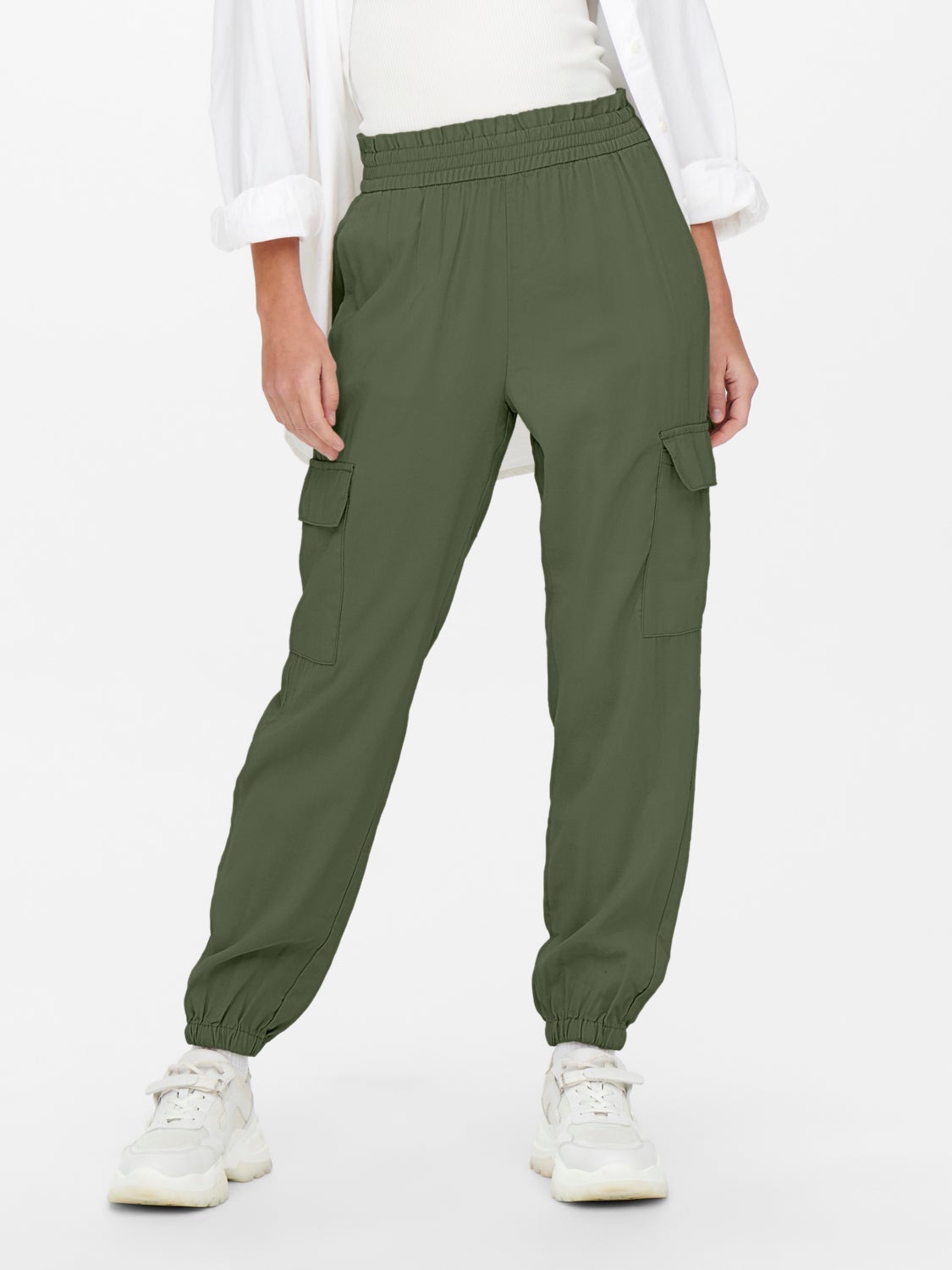 High waisted cargo Trousers