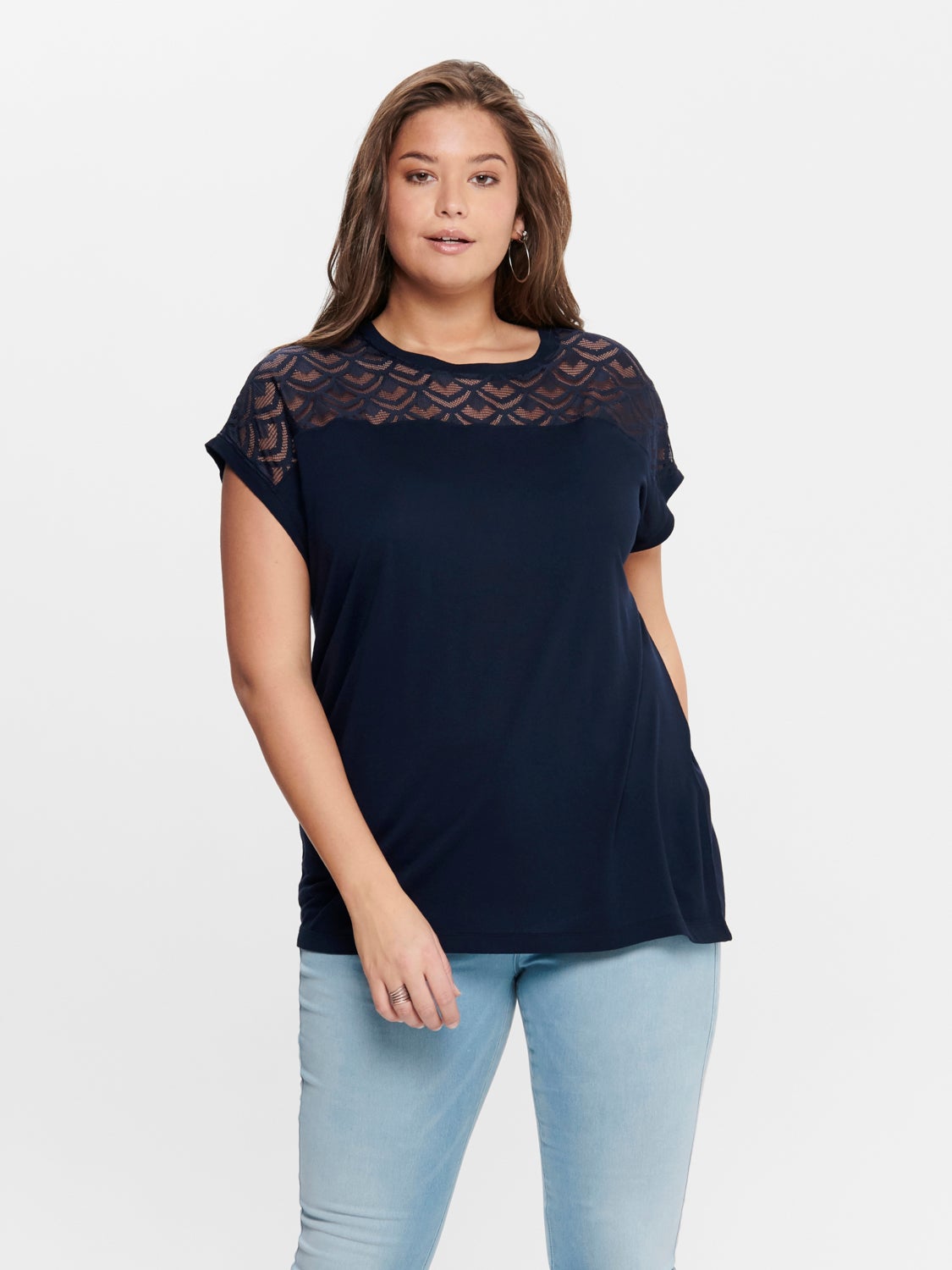 Curvy lace detail Top
