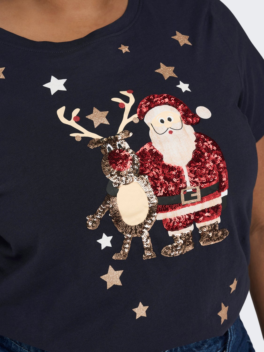 Curvy christmas detailed t-shirt