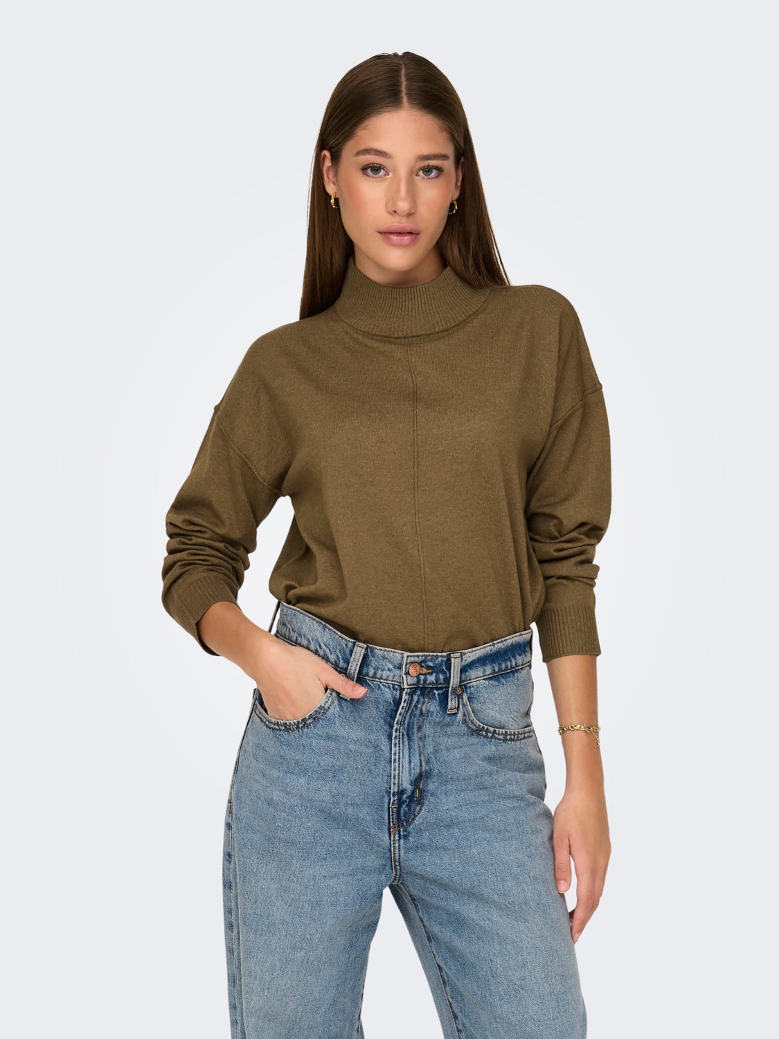 Knitted pullover with high neck