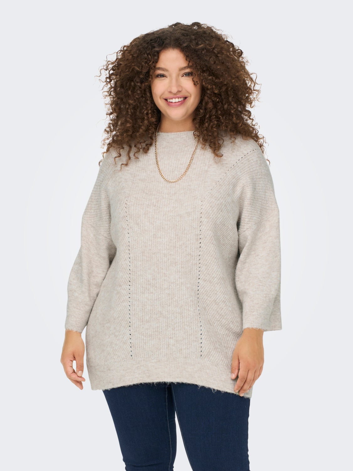 Curvy 3/4 sleeved Knitted Pullover