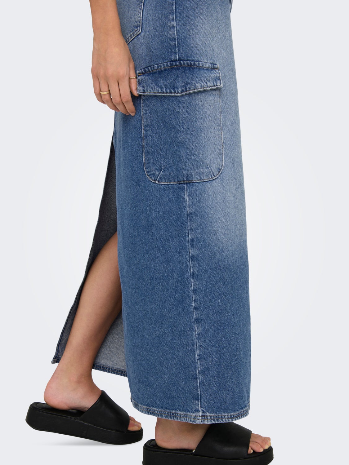 Maxi Cargo Denim Skirt