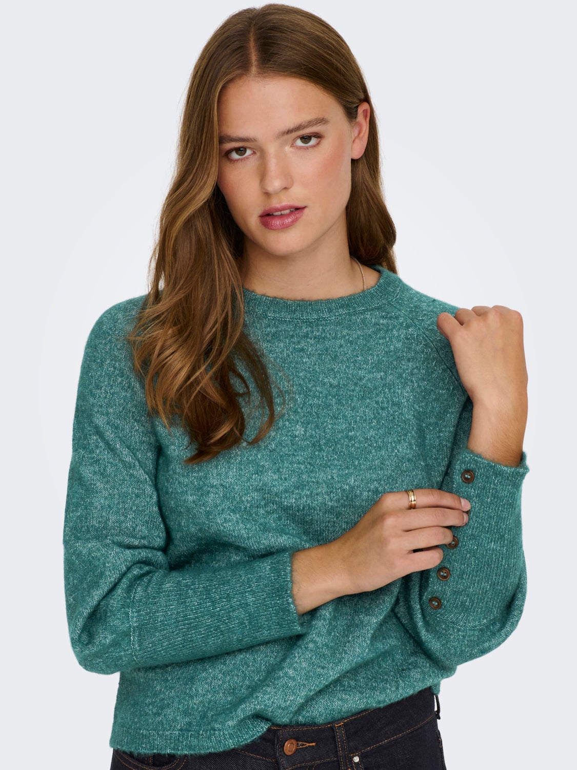 Button cuff Knitted Pullover