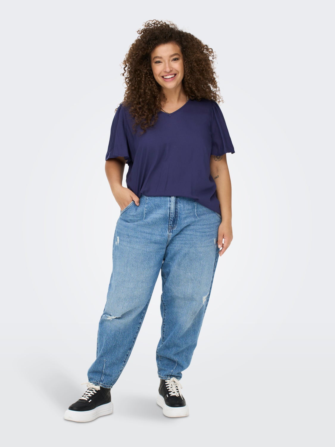 Curvy V-neck Viscose Top