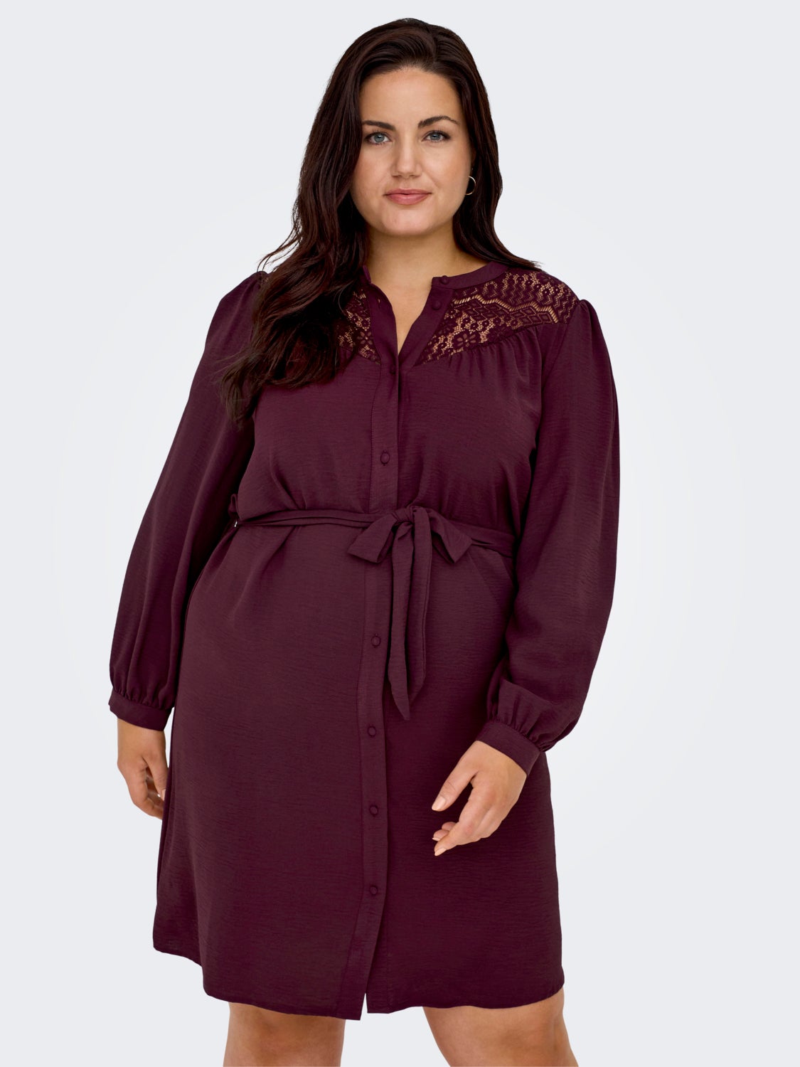 Curvy mini dress with lace