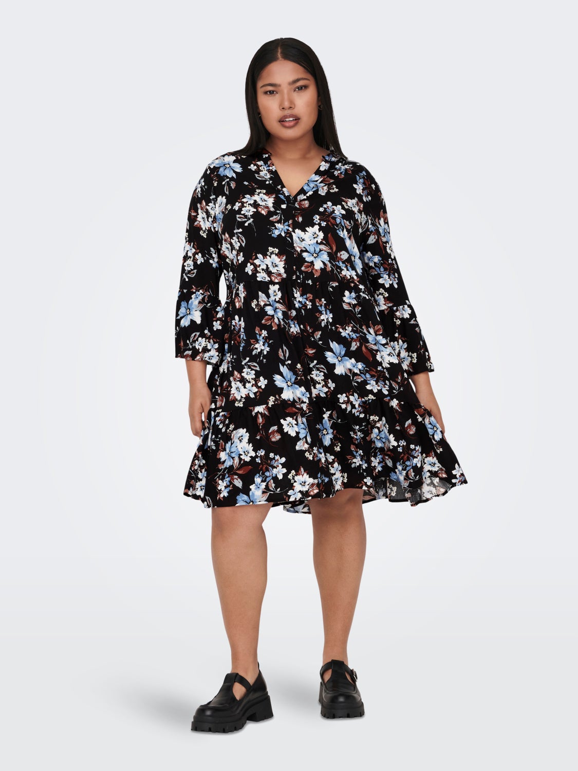 Curvy 3/4 Sleeve Tunic viscose Dress