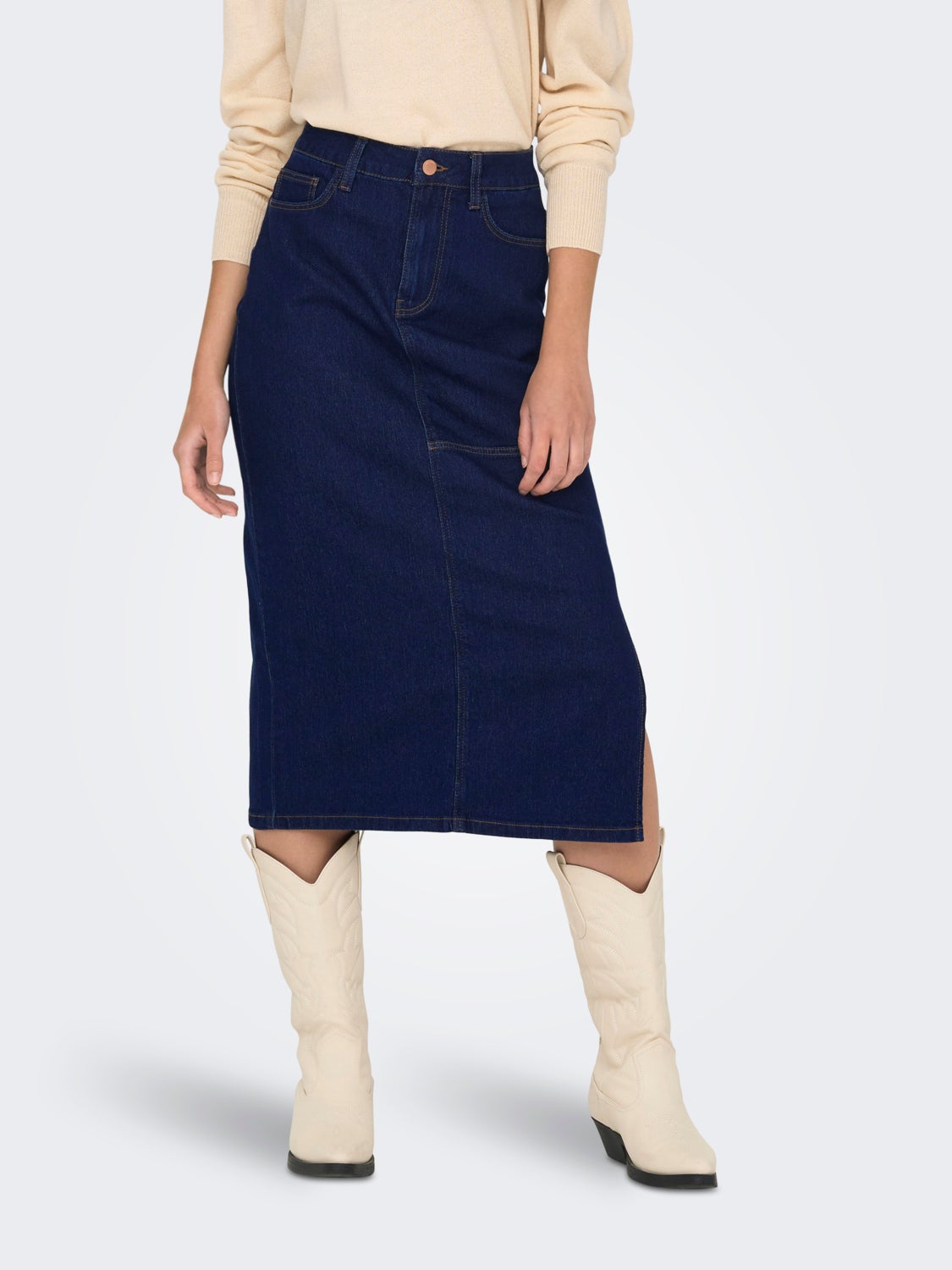 Midi denim skirt