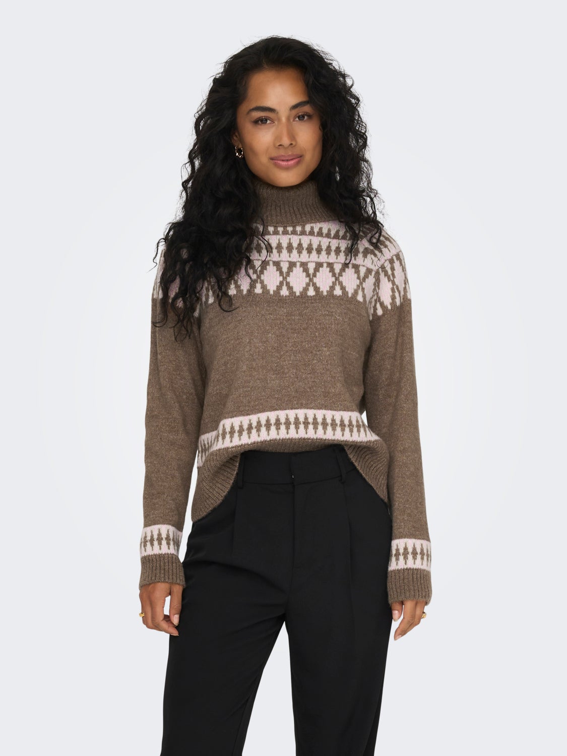 roll neck knitted pullover