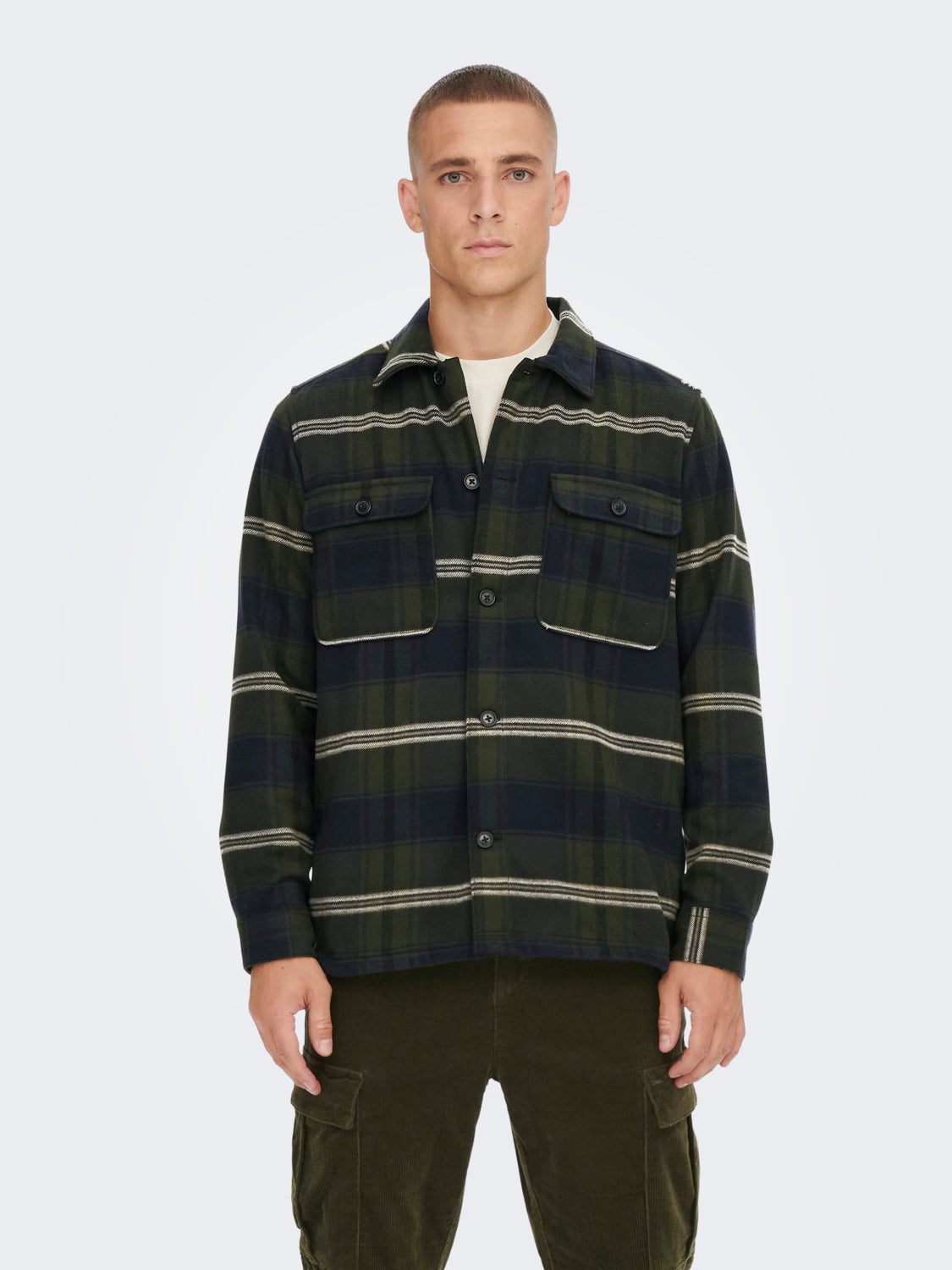 Loose Fit Checked twill overshirt