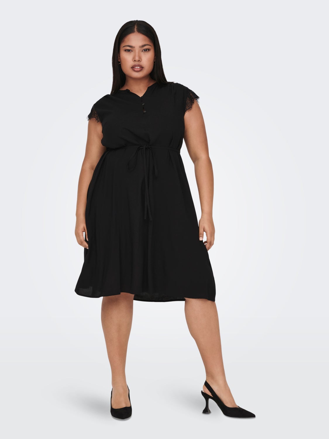 Midi Curvy v-neck viscose dress
