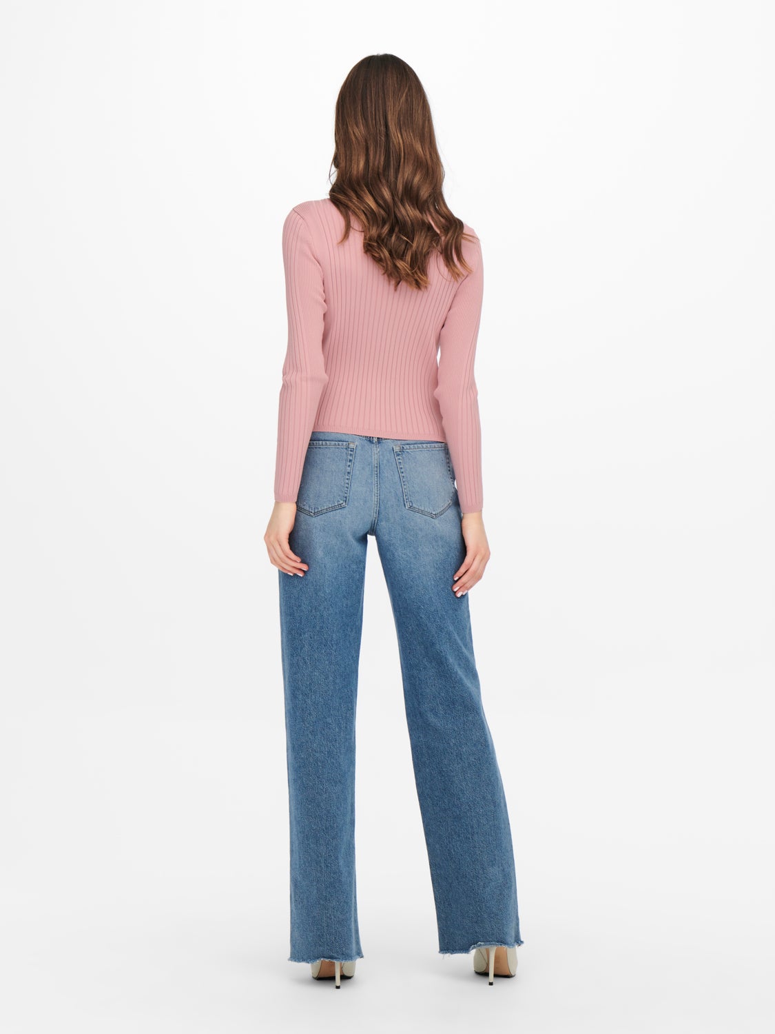 Solid colored rib Knitted Pullover